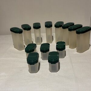 13 Tupperware Spice Containers with Green Lids